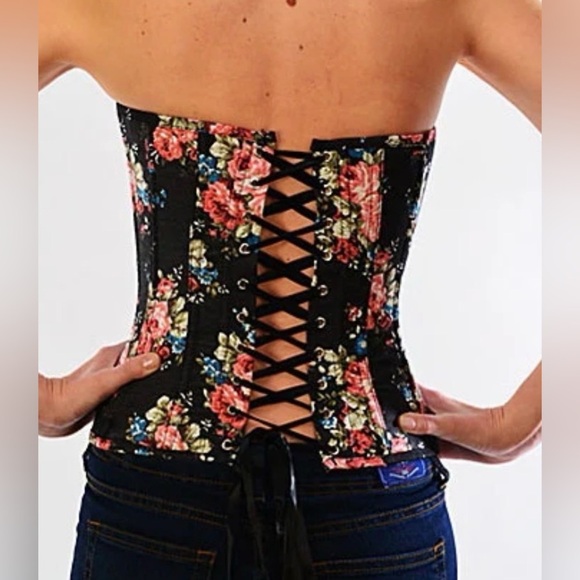 Floral Lace Back Corset Bustier Top - Picture 5 of 12